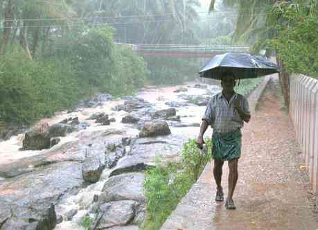 Monsoon rain in Kerala