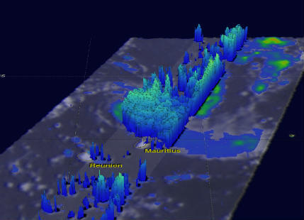 NASA tracks Cyclone Carlos over Mauritius