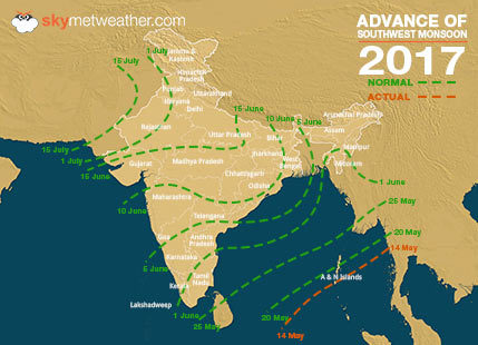 Progress of Southwest Monsoon 2017 in India
