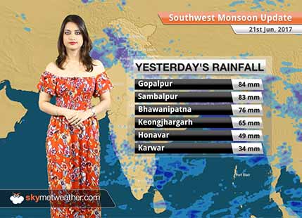 Monsoon Forecast for Jun 22, 2017: Good Monsoon rains in Jamshedpur, Assam; to reduce over Maharashtra, Telangana