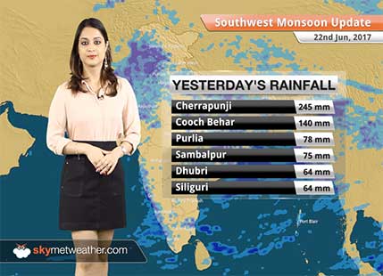 Monsoon Forecast for Jun 23, 2017: Good Monsoon rains in Goa, Ratnagiri, Mangalore, Kolkata