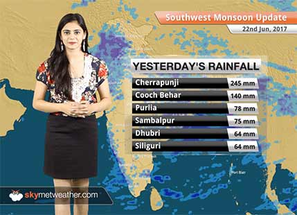 23 Jun, 2017 Monsoon Forecast: Moderate rains over Chhattisgarh, Odisha, Visakhapatnam, Kochi