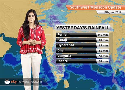 Monsoon Forecast for Jun 9, 2017: Monsoon reaches Coastal Maharashtra, Heavy rains in Mumbai, Hyderabad