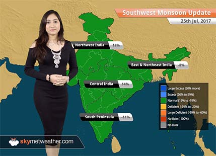 Monsoon Forecast for Jul 26, 2017: Heavy Monsoon rains in Gujarat, Rajasthan, WB; Rains in Delhi, Kolkata, Mumbai