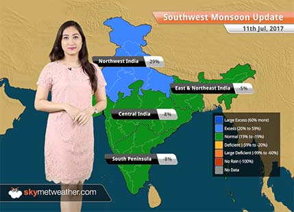 Monsoon Forecast for Jul 12, 2017: Monsoon rains in Delhi, Punjab, WB, UP, Uttarakhand