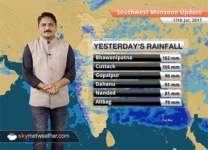 Monsoon Forecast for Jul 18, 2017: Good rains in Gujarat, Odisha, Delhi, Chhattisgarh, MP