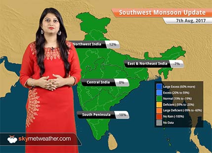 Monsoon Forecast for Aug 8, 2017: Rain in Delhi, Madhya Pradesh, Uttarakhand, Himachal Pradesh