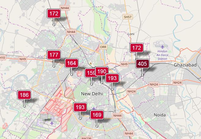 Delhi air pollution index