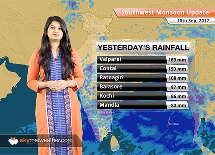 Monsoon Forecast for Sep 19, 2017: Rain in Mumbai, Goa, Kerala