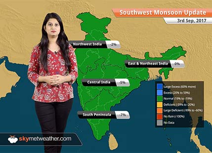 Monsoon Forecast for Sep 4, 2017: Good rain in Northeast, Light in Bihar, Jharkhand