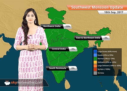 Monsoon Forecast for Sep 19, 2017: Rain in Madhya Pradesh, Chhattisgarh, Bihar, Jharkhand