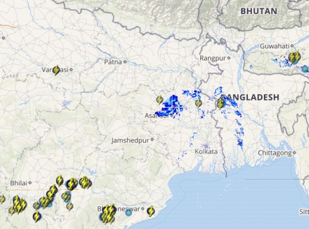 Lightning in Bihar, Jharkhand and WB
