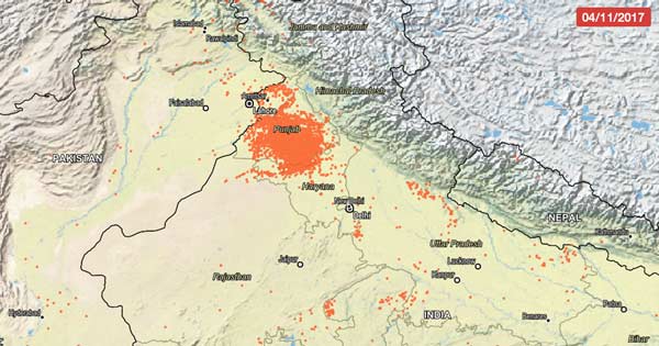 Crop burning in Punjab and haryana by NASA