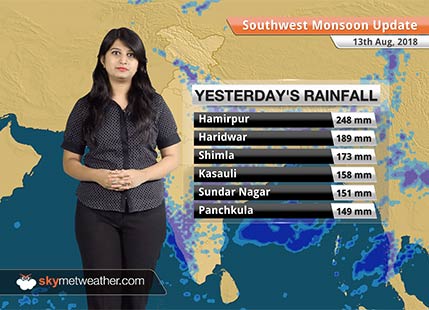 Monsoon Forecast for August 14, 2018: Rain in Himachal Pradesh, Uttarakhand, Uttar Pradesh, Bihar
