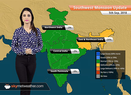 Monsoon Forecast for Sep 6, 2018: Monsoon rains in Odisha, Chhattisgarh, MP, UP
