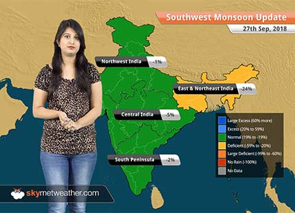 Monsoon Forecast for Sep 28, 2018: Rain in Karnataka, Northeast India, Tamil Nadu, Kerala