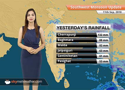 Monsoon Forecast for Sept 12, 2018: Rain in Northeast India, West Bengal, Himachal