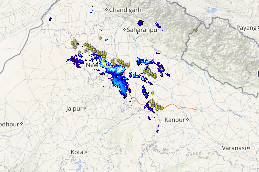 Live lightning and thunderstorm status across India