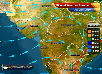 हवामान अंदाज 9 मे: मध्य भारत आणि दिल्ली मध्ये हवामान कोरडे; आंध्र प्रदेश मध्ये पाऊस