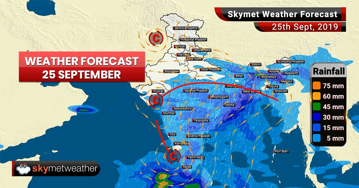Weather Forecast Sept 25: Patna, Gaya, Kolkata, Bengaluru, Hyderabad, Mumbai to see moderate rains with heavy rains likely over parts of Kerala