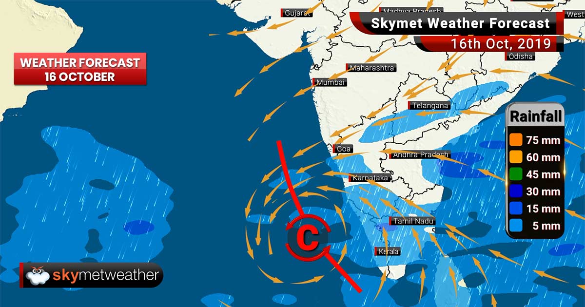 Weather Forecast Oct 16: Moderate to Heavy rain likely over Karnataka, Kerala, parts of Tamil Nadu