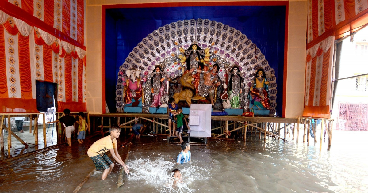 Rain in Durga Puja