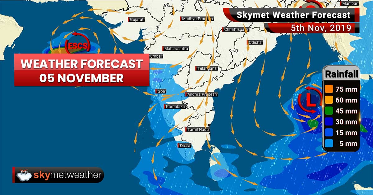 Weather Forecast Nov 5: Maha to bring strong winds, rough sea along Gujarat coast, Delhi AQI may improve