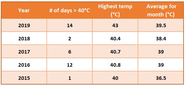 Pune Maximum Temperatures