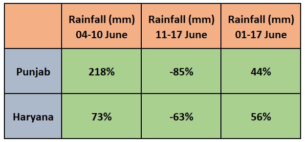 Punjab and Haryana Rainfall