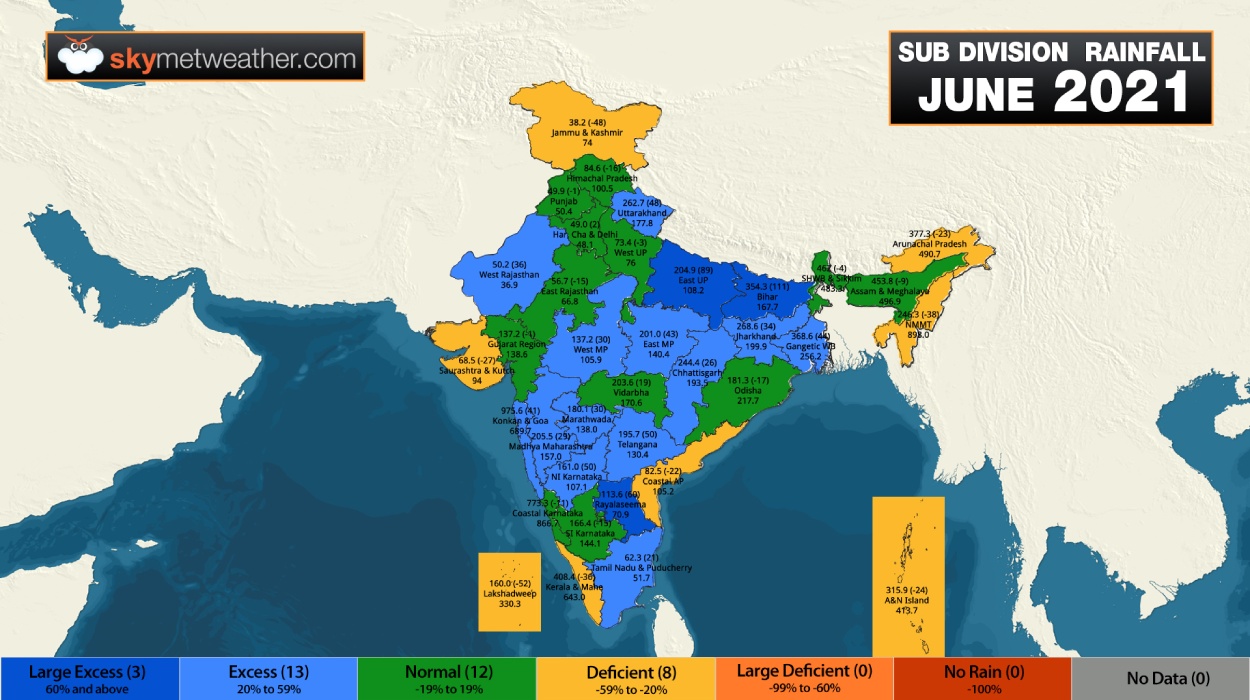Monsoon 2021 Sub Divisional Rainfall