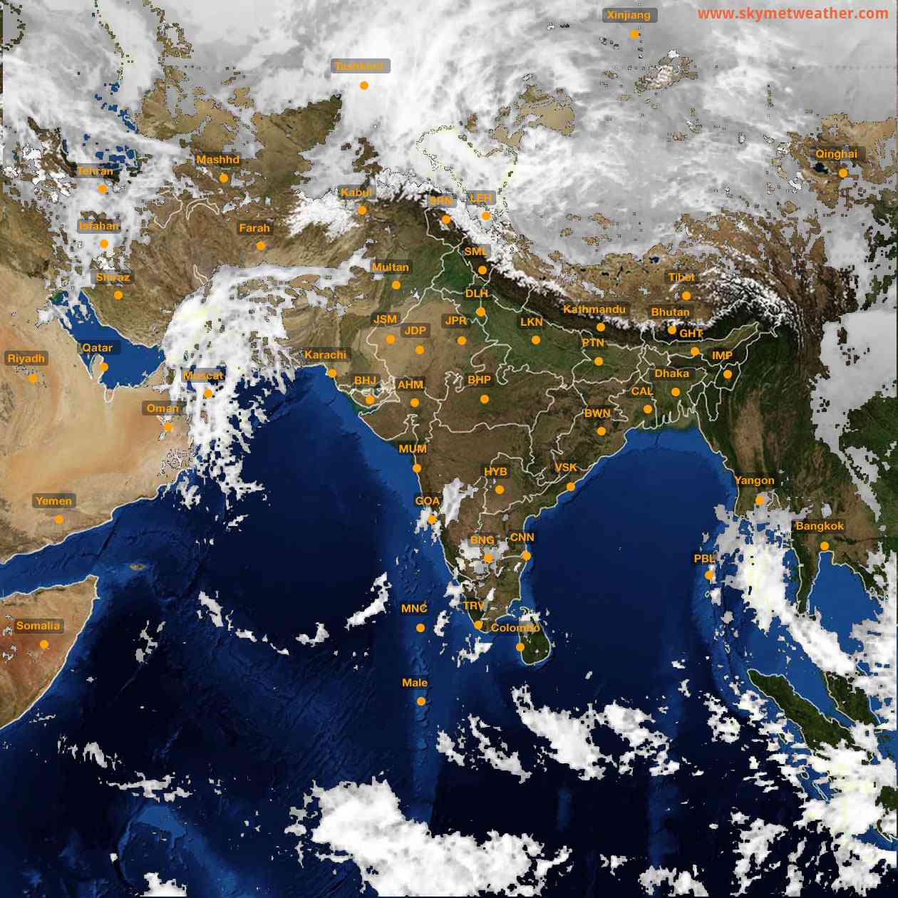 Latest INSAT Weather Satellite Image of India - Infrared Map - 13:00 IST on 5 December 2025