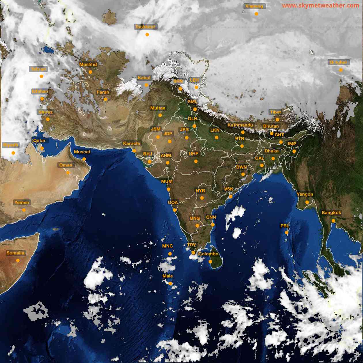 Latest INSAT Weather Satellite Image of India - Infrared Map - 05:00 IST on 8 December 2025