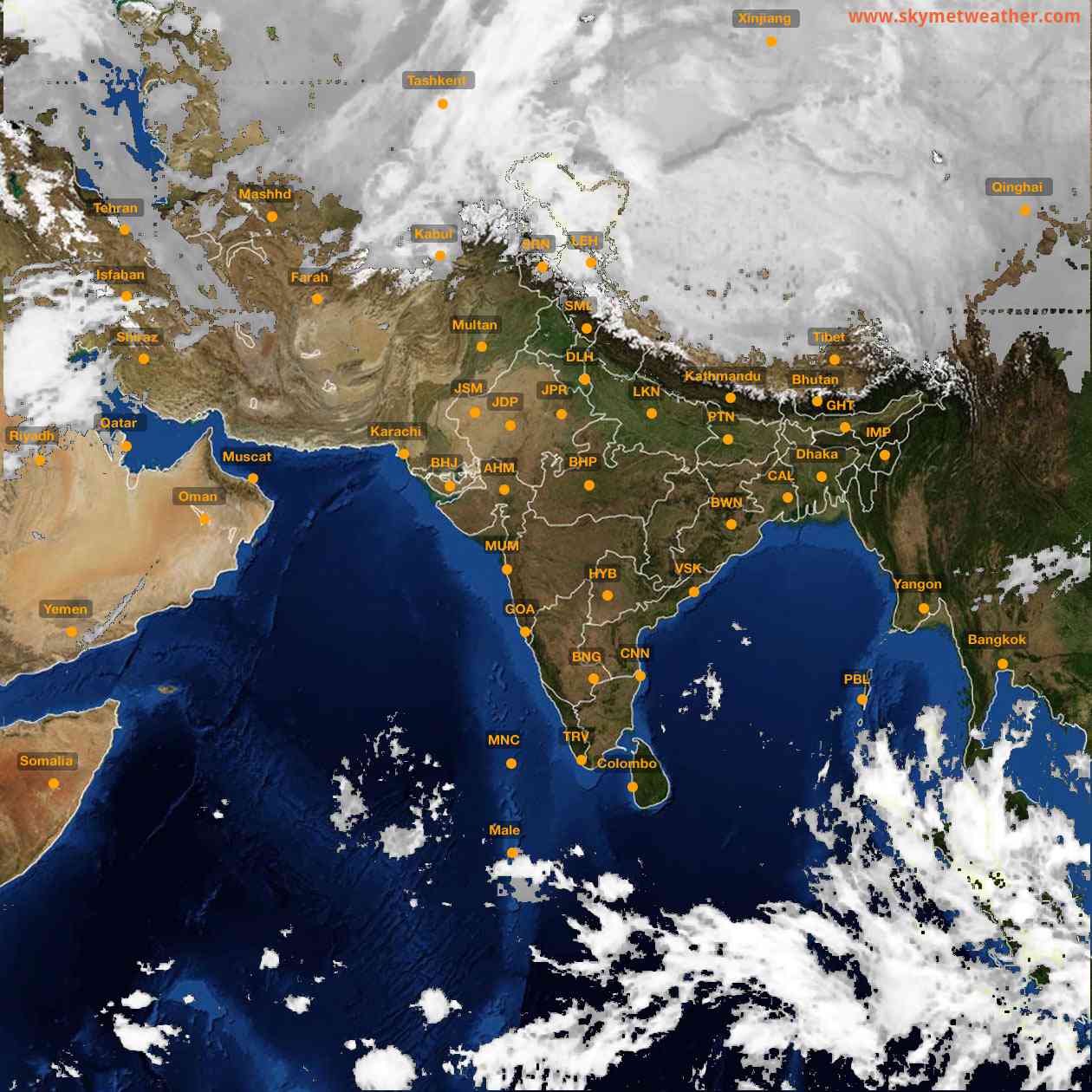 Latest INSAT Weather Satellite Image of India - Infrared Map - 04:00 IST on 15 December 2025