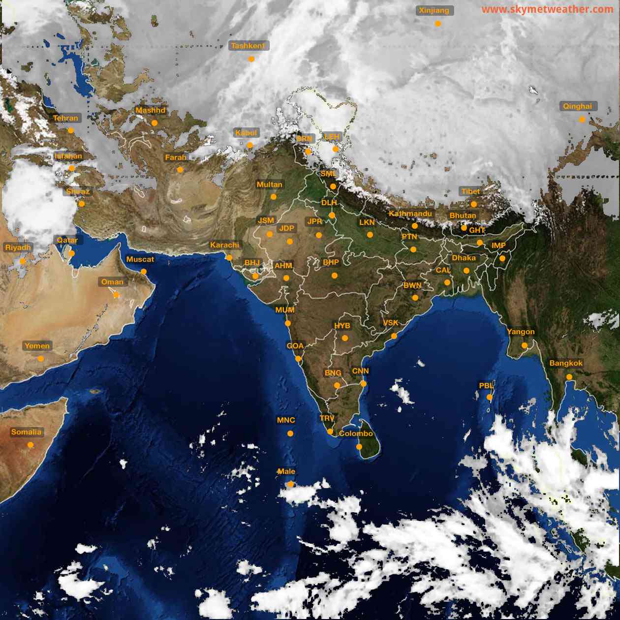 Latest INSAT Weather Satellite Image of India - Infrared Map - 06:00 IST on 15 December 2025