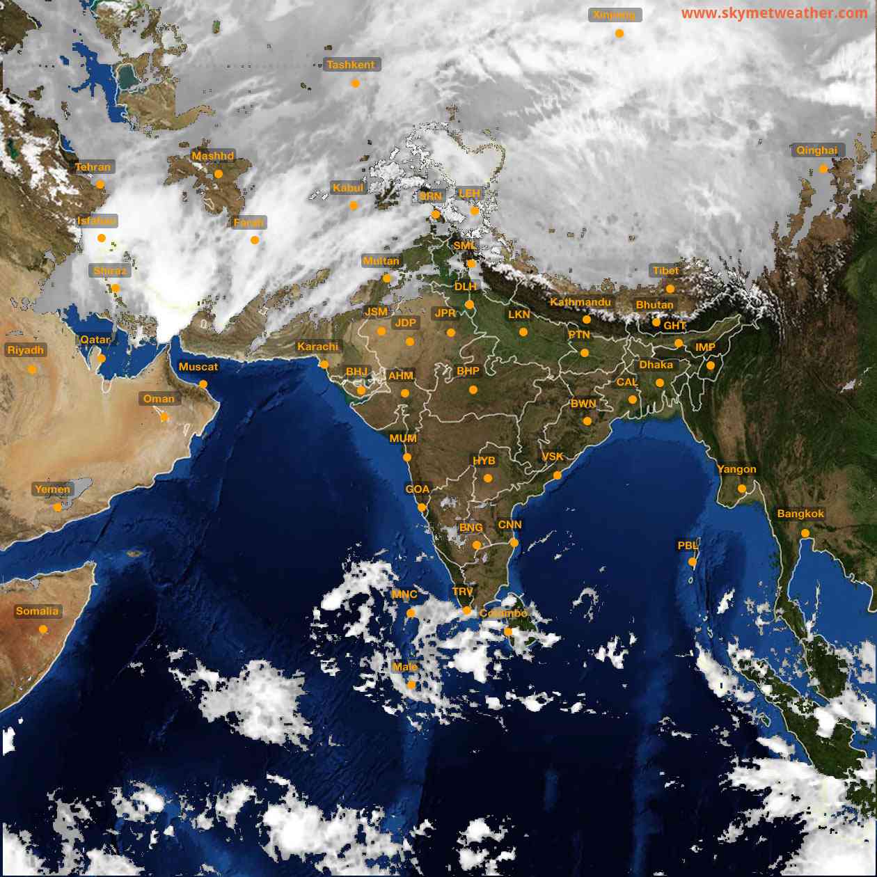 Latest INSAT Weather Satellite Image of India - Infrared Map - 21:00 IST on 18 December 2025