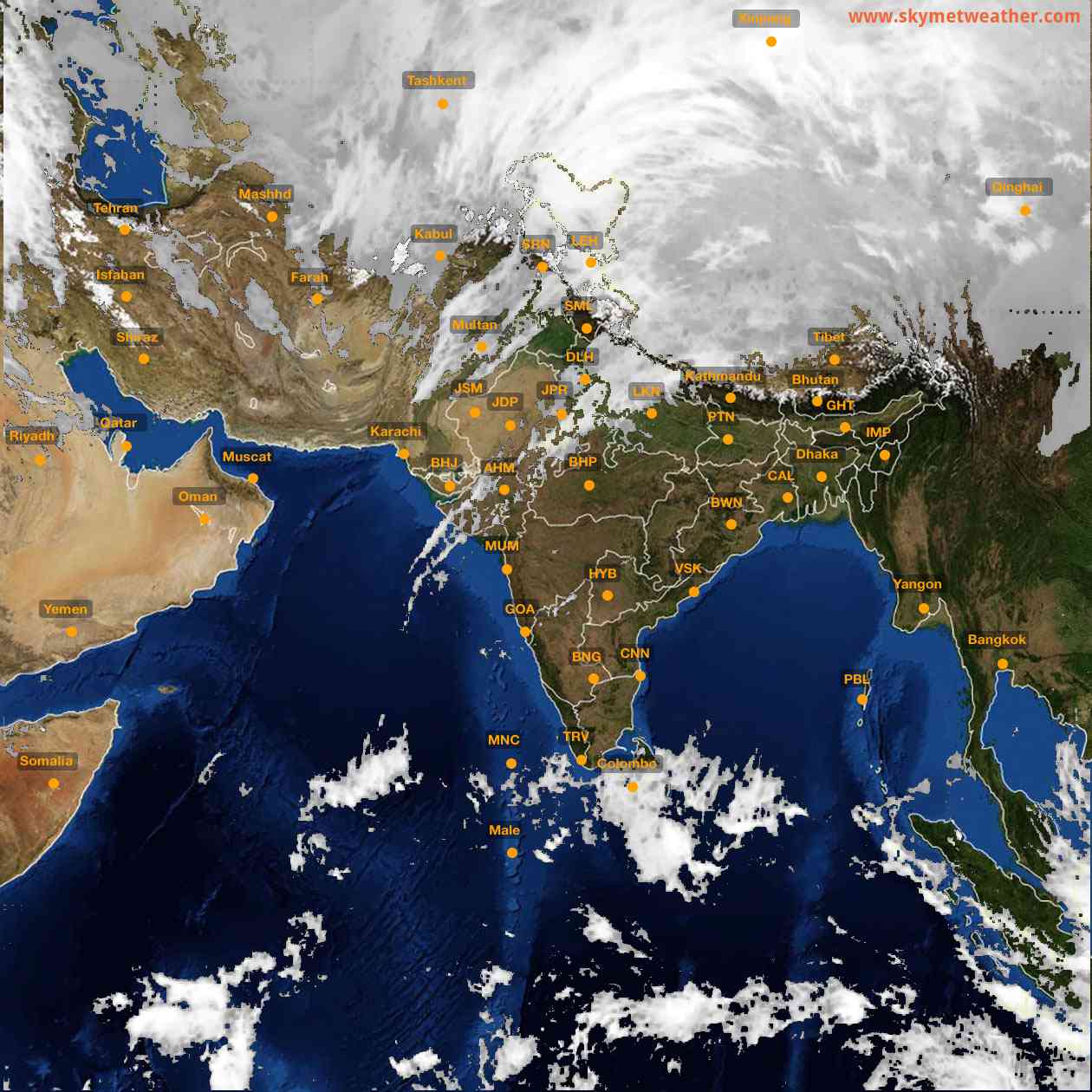 Latest INSAT Weather Satellite Image of India - Infrared Map - 18:00 IST on 21 December 2025