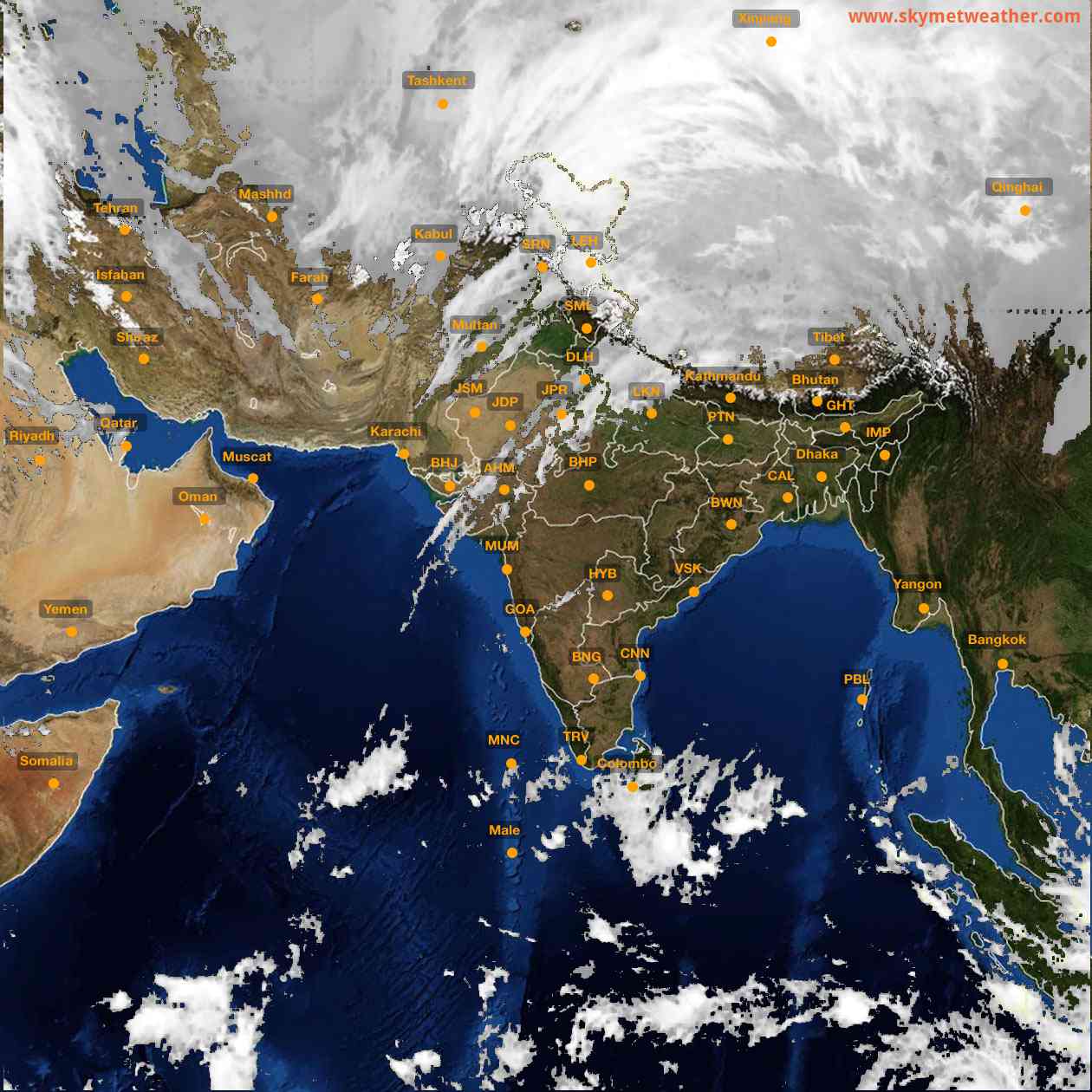 Latest INSAT Weather Satellite Image of India - Infrared Map - 19:00 IST on 21 December 2025