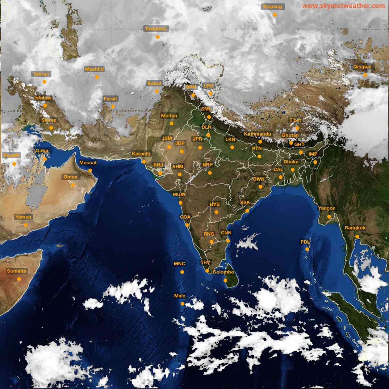 Latest INSAT Weather Satellite Image of India - Infrared Map - 10:00 IST on 24 December 2025