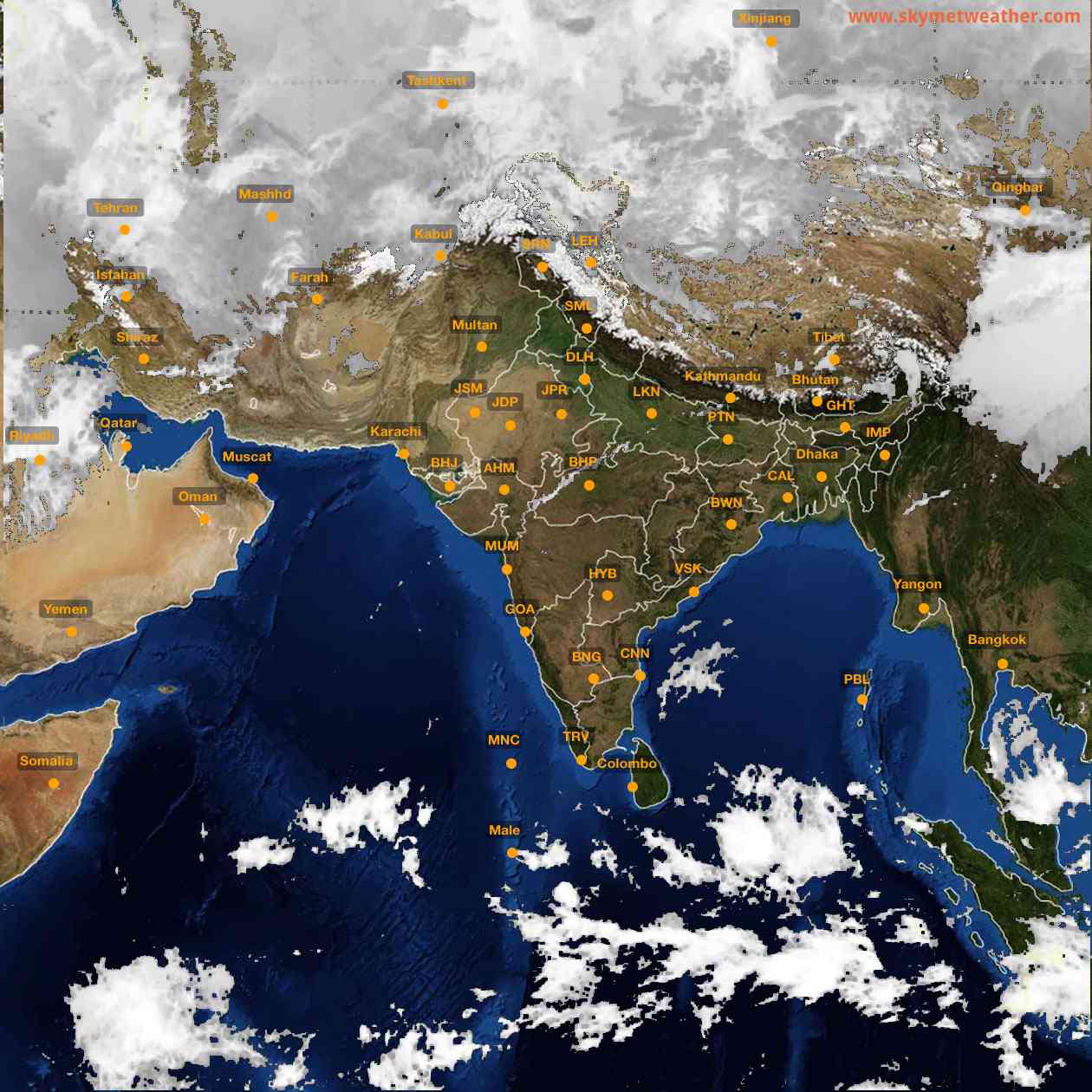 Latest INSAT Weather Satellite Image of India - Infrared Map - 11:00 IST on 24 December 2025