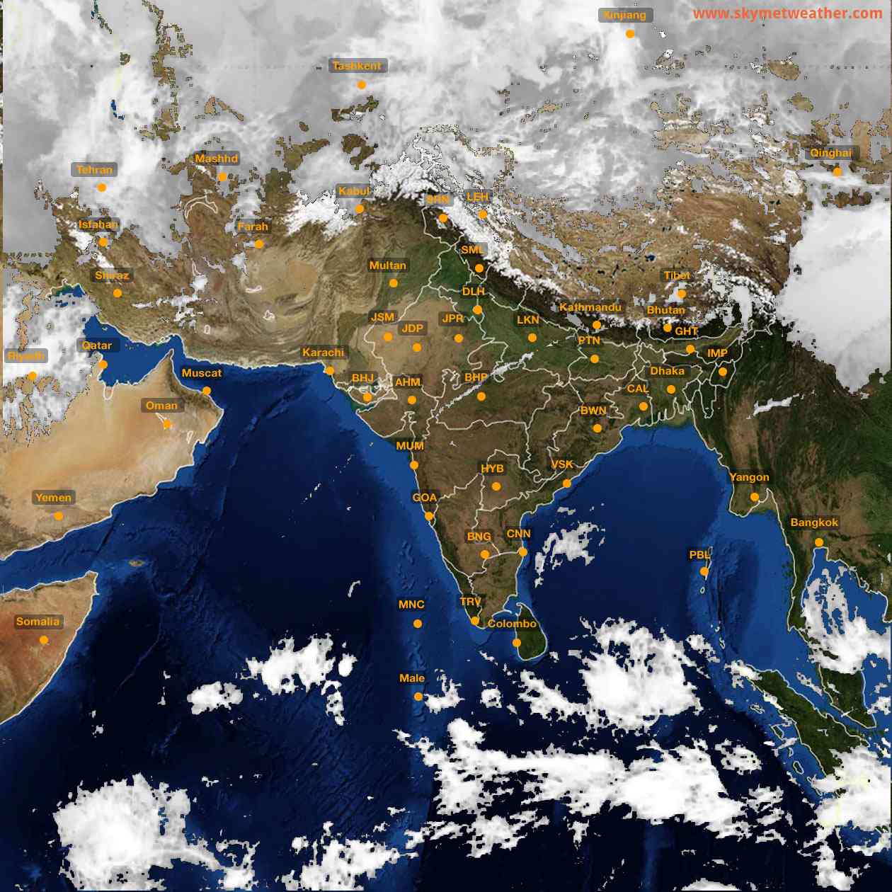 Latest INSAT Weather Satellite Image of India - Infrared Map - 12:00 IST on 24 December 2025