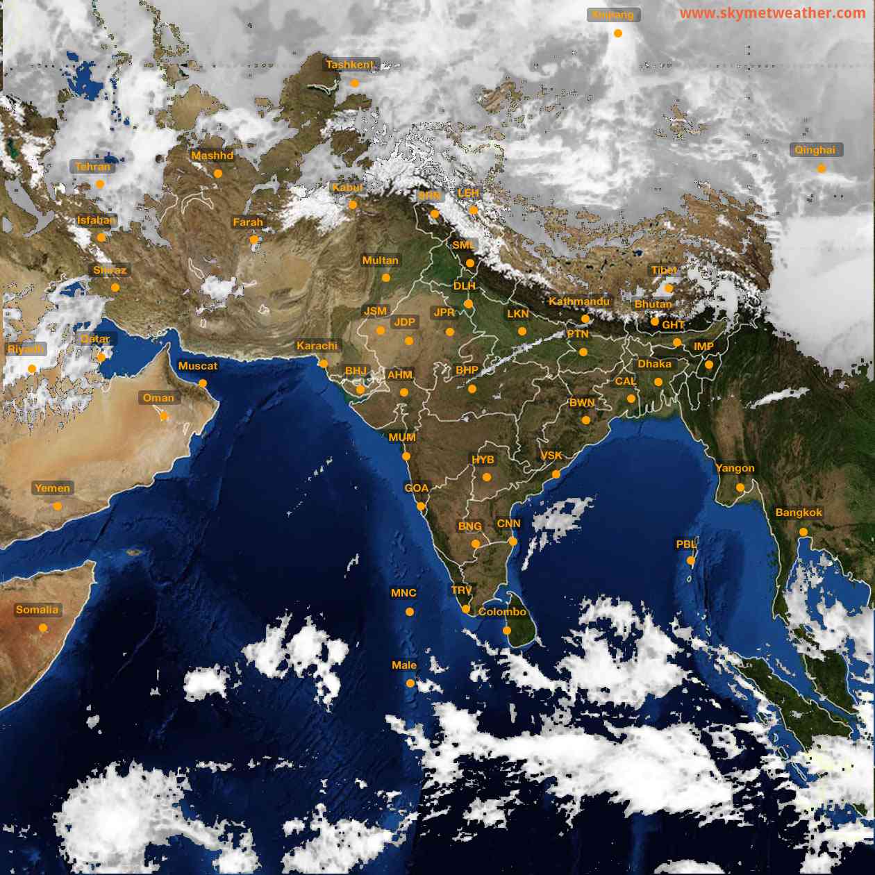 Latest INSAT Weather Satellite Image of India - Infrared Map - 14:00 IST on 24 December 2025