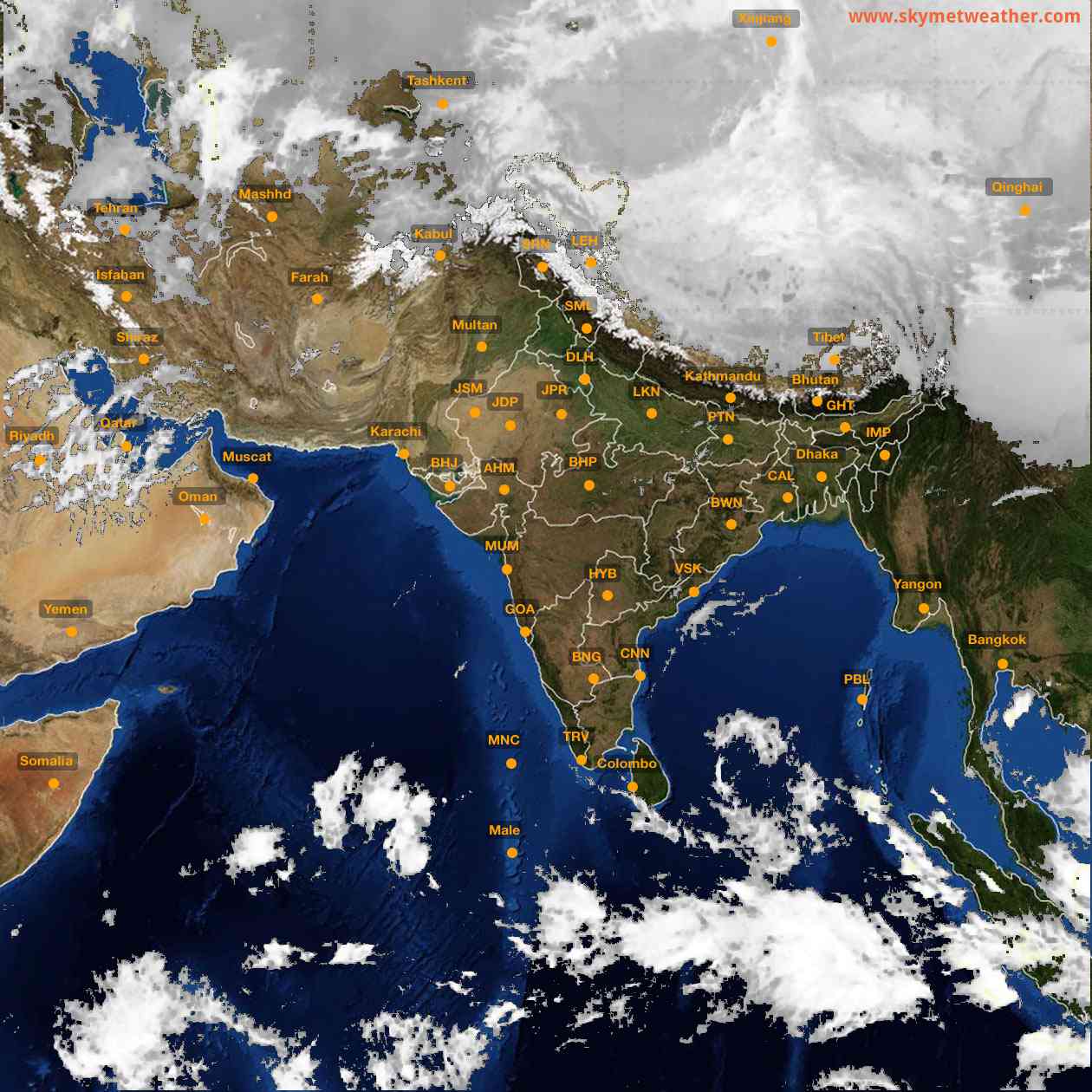 Latest INSAT Weather Satellite Image of India - Infrared Map - 18:00 IST on 24 December 2025