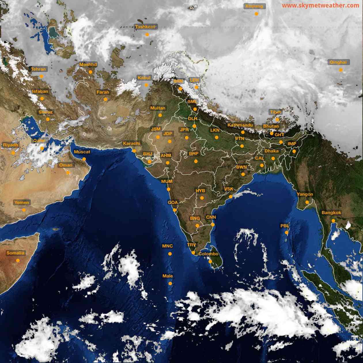 Latest INSAT Weather Satellite Image of India - Infrared Map - 21:00 IST on 24 December 2025