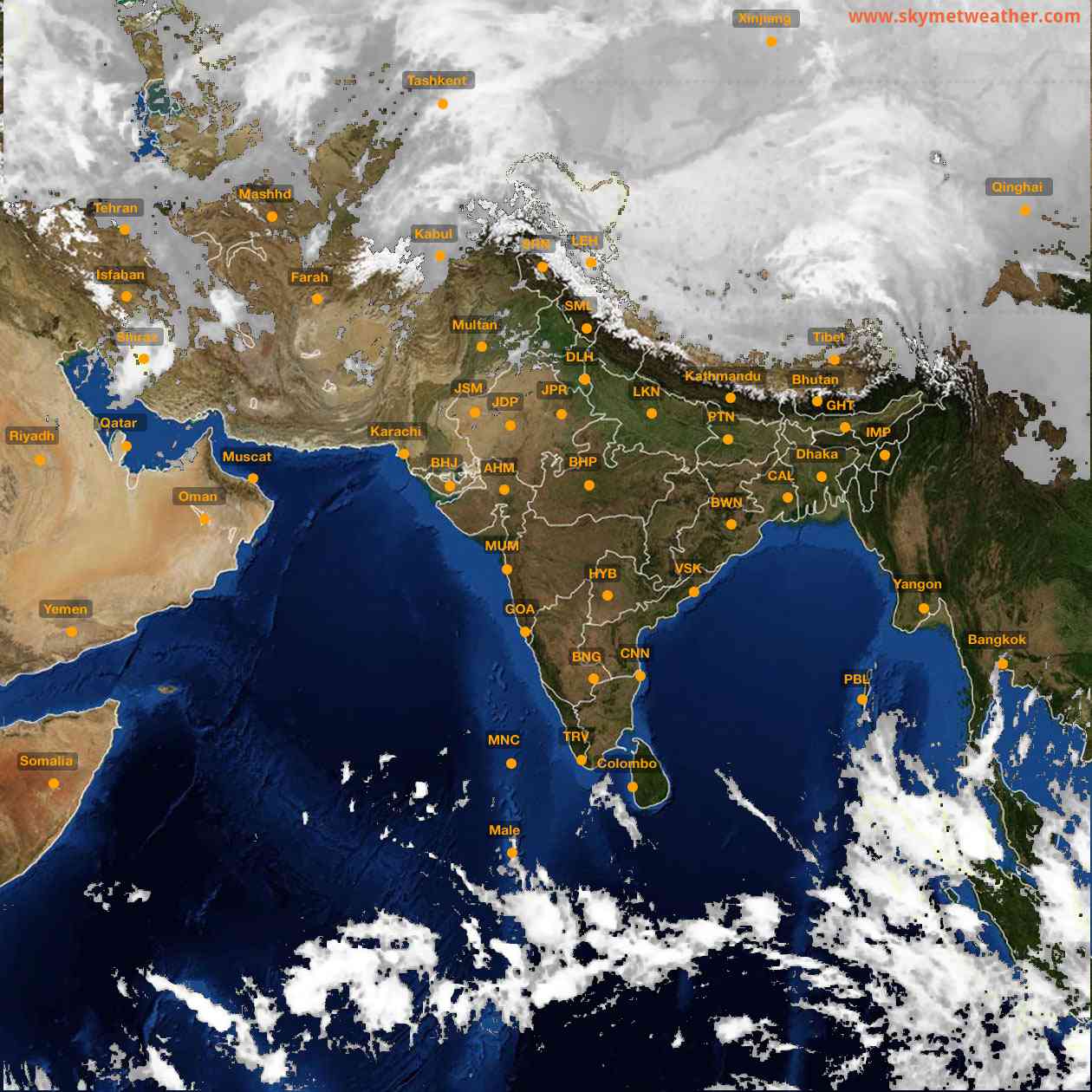 Latest INSAT Weather Satellite Image of India - Infrared Map - 01:00 IST on 27 December 2025