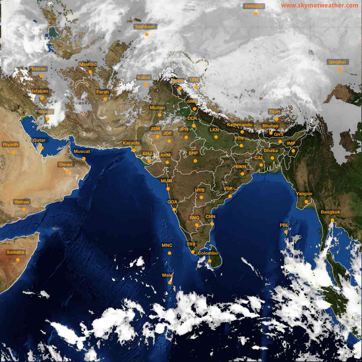 Latest INSAT Weather Satellite Image of India - Infrared Map - 04:00 IST on 27 December 2025