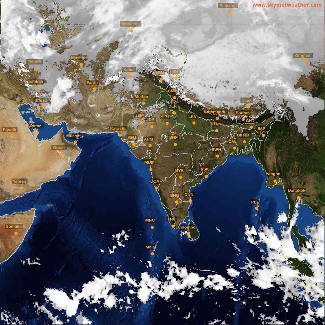 Latest INSAT Weather Satellite Image of India - Infrared Map - 07:00 IST on 27 December 2025