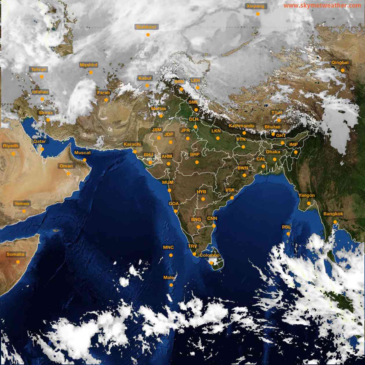 Latest INSAT Weather Satellite Image of India - Infrared Map - 10:00 IST on 27 December 2025