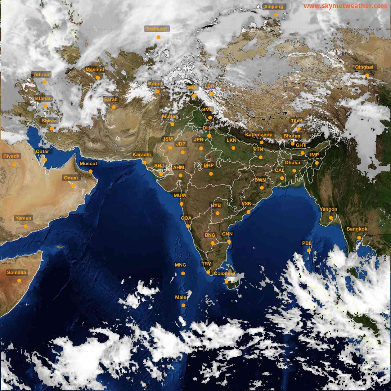 Latest INSAT Weather Satellite Image of India - Infrared Map - 12:00 IST on 27 December 2025