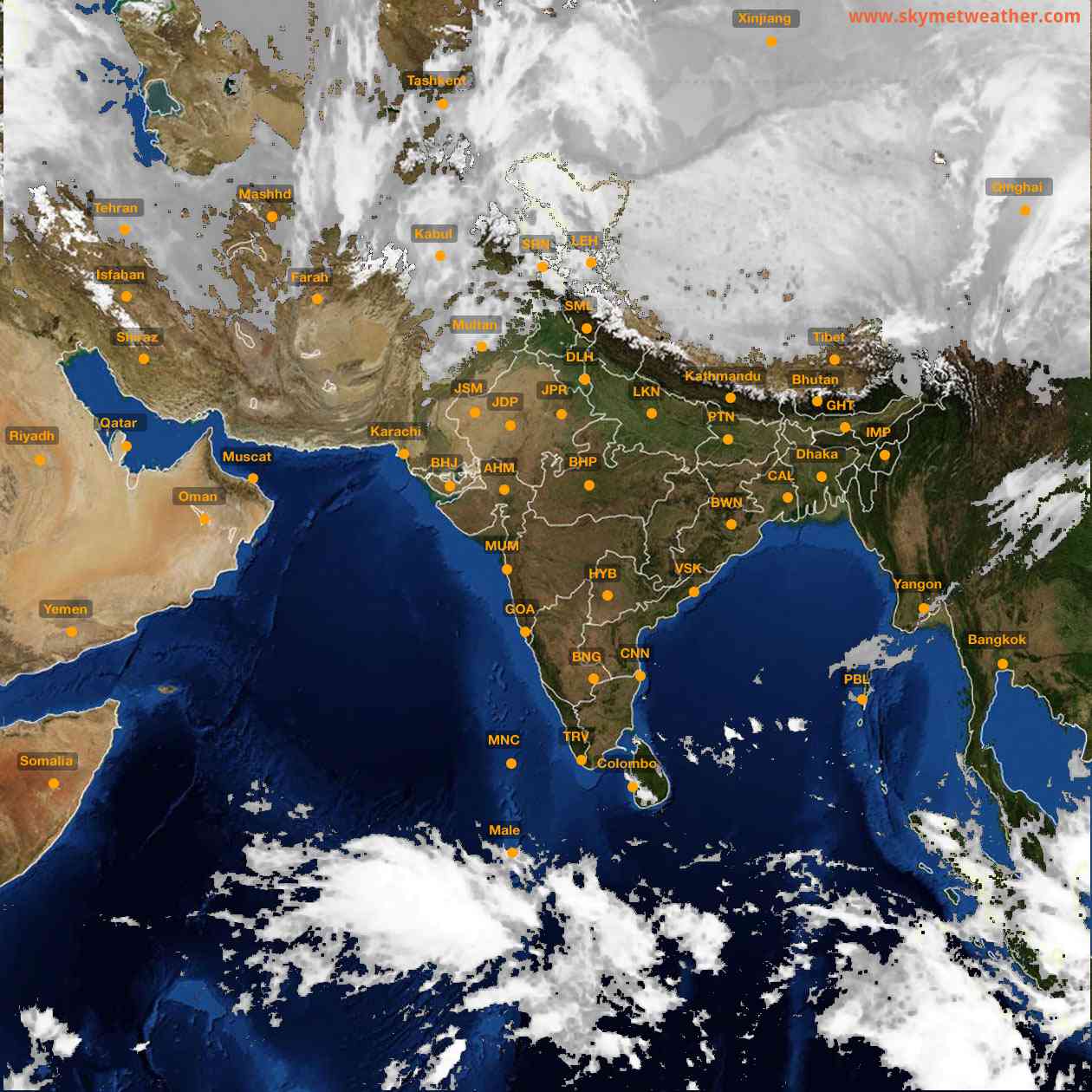 Latest INSAT Weather Satellite Image of India - Infrared Map - 03:00 IST on 31 December 2025