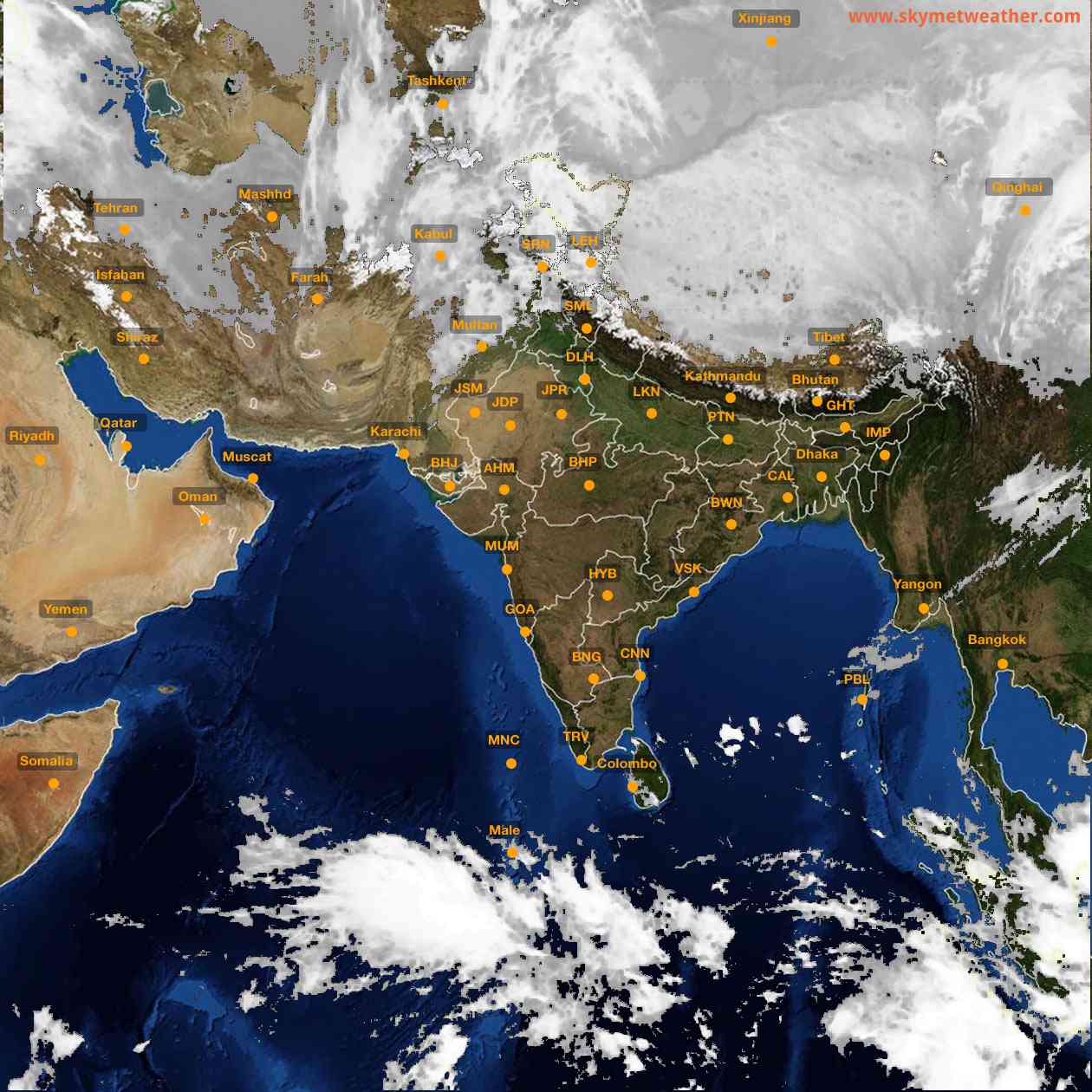 Latest INSAT Weather Satellite Image of India - Infrared Map - 04:00 IST on 31 December 2025